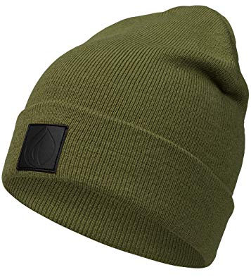 Occulto Leatherpatch Winter Mütze Beanie Khaki1