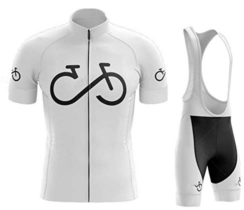 Completi Ciclismo Squadre Estivo Maglia Ciclismo Uomo Con Pantaloni Pantaloncini Ciclismo Asciugatura Rapida Per MTB Ciclista (Bianco 1,L)