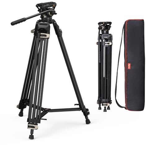 SmallRig AD-01 Video Tripod, 73 Heavy Duty Tripod with 360 Degree Fluid Head and Quick Release Plate for DSLR, Camcorder, Cameras 3751