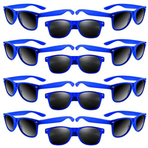 ASTARON 12 Stück Neon Sonnenbrille Blau - Vintage Retro Lustige Brille für Strand, Hochzeit, Pool und Party Supplies