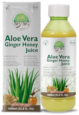 Aryan Herbals Aloe Vera Juice Infused With Ginger, No Added Sugar & Artificial Colors, Natural Juice, Tastes Bitter But Good For Health- 1000ml