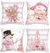 Bonhause Fundas Cojines Navidad Rosa 45 x 45 cm Funda de Almohada Papá Noel Muñeco de Nieve Árbol de Navidad Terciopelo Suave Cojines Decorativos para Hogar Vacaciones Invierno Juego de 4