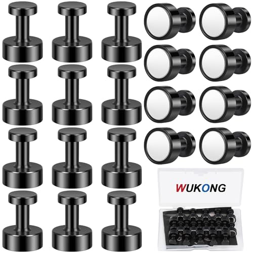 Wukong Kegelmagnete Starke, 12x16mm | 20 Stück Neodym Magnete Extra Stark, Pinnwand Magnet Schwarz, Whiteboard Magnete Push Pins Für Büros, Hinweistafel und Küchen