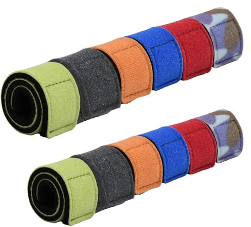 Ehuihuan 12 Stück Angelruten Gurte, 2 Größen Angelrute Gürtel, 6 Farben Einstellbar Angel Rutenbänder, Angelrutenriemen Elastische Gurte Halter für Feste Angelruten Karpfenrute Meeresrute