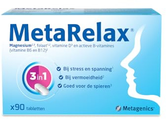 Metagenics MetaRelax - Magnesium-Tabletten mit Vitamin B6, B12, D & Folsäure - Zur Verringerung von Müdigkeit & Ermüdung und zur Unterstützung der normalen Muskelfunktion - 90 Tabletten