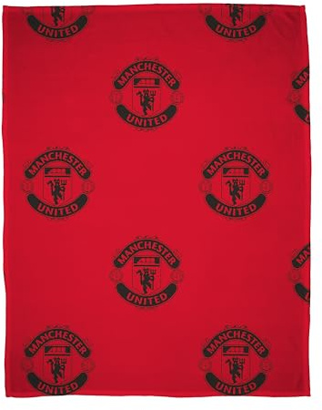 Manchester United FC Official Fleece Throw Blanket | Super Soft, Football Crest Design | Warm Super Soft Feel Red Throw | Perfect for Home, Bedroom, Sleepovers & Camping