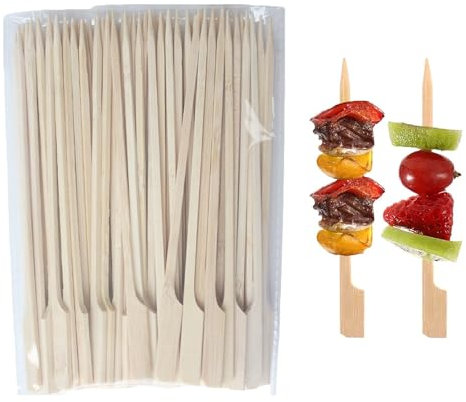Hsrag 100 Pcs Natural Wooden Cocktail Sticks, Bamboo Sticks Paddle Skewers 3.5 Inch Kebab Sticks for Barbeque, Party, Kebabs