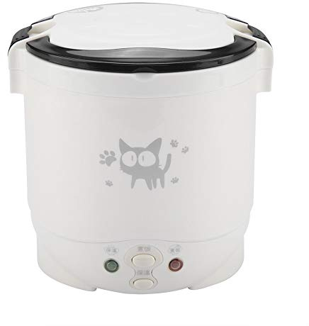 Gsycle 1L 12V 100W Electric Portable Rice Cooker, Multifunctional Food Steamer, Car & Home Use, White