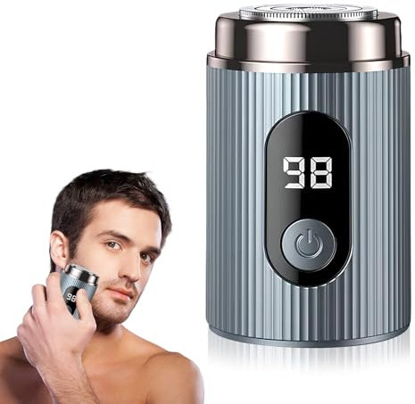 Homirty Mini Rasoio Elettrico Portatile, Impermeabile Electric Razor Shaver con Display LED, Rasoio Elettrico da Viaggio, Mini Shave Rasoio Elettrico, Tascabile Rasoio per Uomo Donna, Ricaricabile