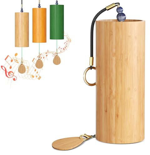 Klangspiel aus Bambus, Meditationsglocken für draußen, Zen, Windspiel als Dekoration für Zuhause, Yoga, Tiefenklang-Heilinstrumente, Glockenspiel (Holz)