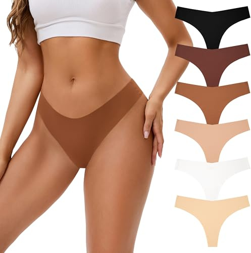 INNERSY Stringtrosa dam sömlösa sexiga sömlösa trosor tunna sömlösa underkläder 6-pack