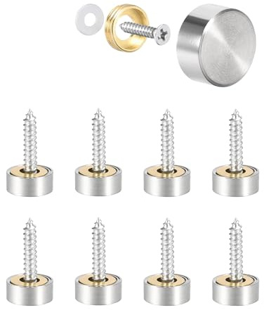 Yotlein 8pcs Tornillos de Espejos con Tapas Decorativas, Clavos Decorativos Para Espejo, 10 mm Decorativos Tapon Tornillo, Embellecedor Tornillo, para Decoración de Espejo, Plateado