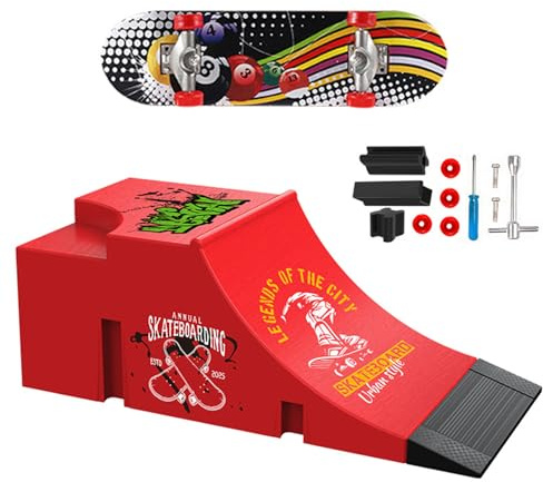 JurciCat Mini Fingerboard Finger skateboard Ramp Tillbehörsset Med 1 Fingerskeeboard och Reservdelar Ultimate Sport Training Requisiten (C)