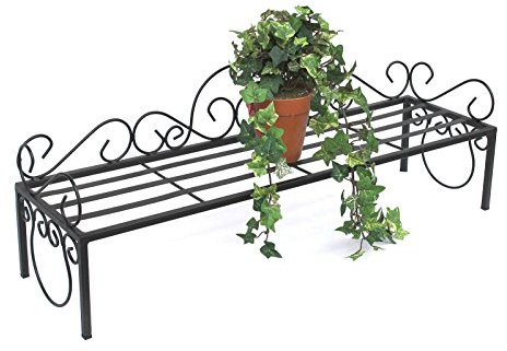 DanDiBo Blumenregal Metall Schwarz 75 cm Blumenständer Mi Blumenbank Blumentreppe Pflanzentreppe Blumenhocker Pflanzenständer