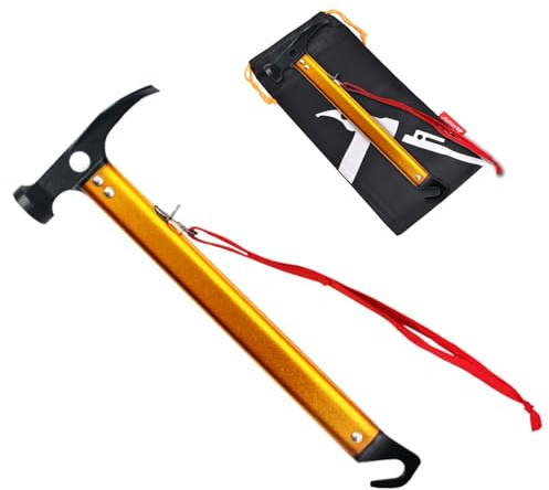 TRIWONDER Marteau de Camping Maillet de Tente Outil d'Extérieur Multifonctionnel pour Piquet de Tente Trekking (A - Or)