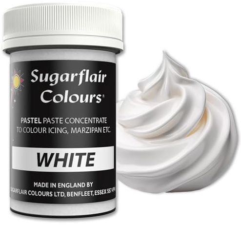 Sugarflair Lebensmittelfarbe Pasta Weiß, Pasta Lebensmittel Farbe für Fondant und Marzipan, Paste Colours - 25g