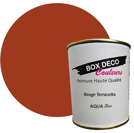 BOX DECO COULEURS Peinture meuble bois intérieur à base d'acrylique aspect mat Aqua Bois - 750 ml, Rouge Terracotta