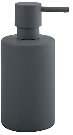 Spirella Seifenspender Tube | mit Edelstahlpumpe | Flüssigseifen-Spender | Porzellan | 300ml | Langliebig und Robust | matt Grau, Grey, Standard