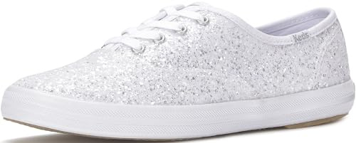 Keds Women's Champion Glitter Sneaker, White, 8