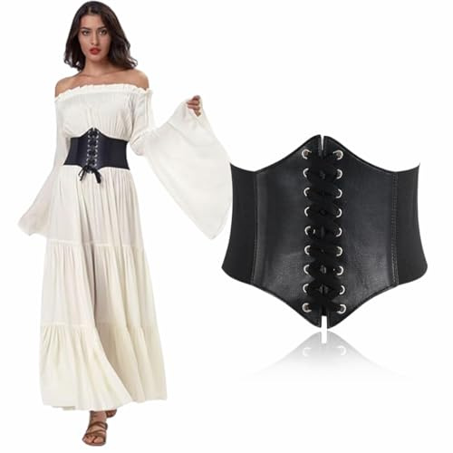 Clyhon Corsé con cordones para mujer, banda ancha elástica atada, cinturón de cintura Waspie, arnés de cadera para damas para fiestas de Halloween y otros eventos