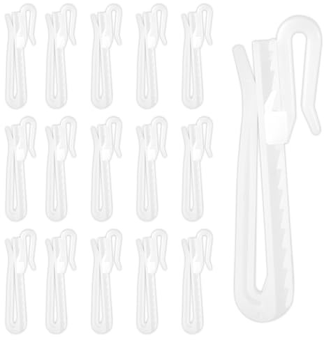 80 St Plastgardinkrokar, 7x2,54cm Justerbara Gardinkrokar för Draperier Knypplisserade Krokar Gardinkrokspärr för Duschdraperi Hem Hotell Vardagsrum (Vit)