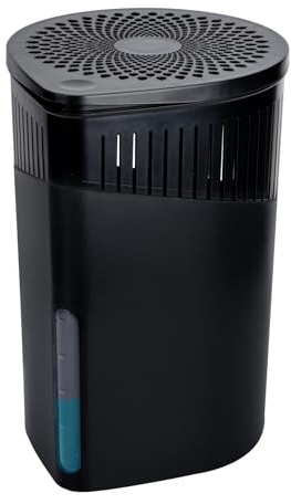 WENKO Deumidificatore Drop, deumidificatore con blocco da 1 kg (cloruro di calcio), ricaricabile, Ø 15 x 23 cm, nero