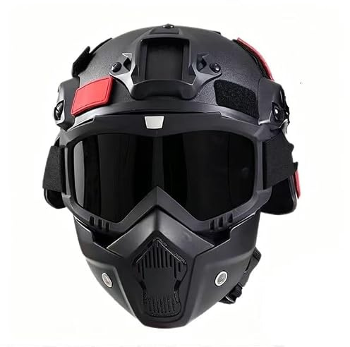 Mich Airsoft Casque Et Masque Ensemble, Airsoft Masque avec Lunettes Antibuée Amovibles CS Airsoft Shoot Halloween Cosplay Riding Party Full Face Protection Tactical Masque