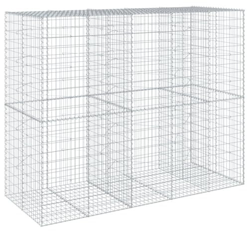 vidaXL Cesta de gaviones con Cubierta Hierro galvanizado 250x100x200 cm, Muro de gaviones, Muro de contención de gaviones, Valla de gaviones, gaviones