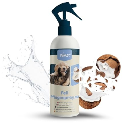 nimo® Pälsvårdsspray kokos | för hundar, katter och husdjur med kokos | vårdspray för glänsande och välvårdad päls | lättare kambarhet, pälsvård, reder ut | kokos pälsvård