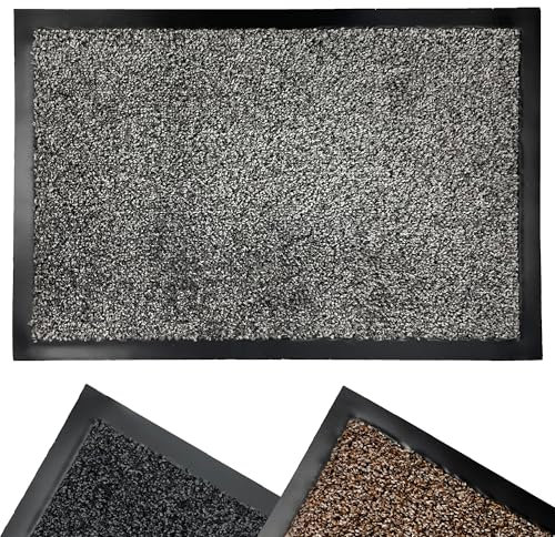 Mighty Mats Dirt Buster Barrier Door Mats Indoor - Highly Absorbent Dirt Trapper Indoor Doormat - Barrier Edge to Prevent Movement - For High-Traffic Areas - Light Grey, 40 x 60cm