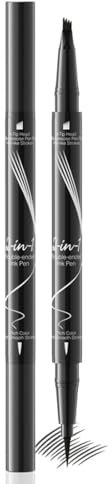 HAMKU Lápiz De Cejas De Doble Punta Con Microblading, Resistente Al Agua, 2 En 1, Duradero, Eyebrow Pencil Con Cabezal Delineador Para Múltiples Usos (Negro)