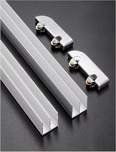 Riel de vidrio acrílico de 5-8 mm de espesor for puerta corrediza de vidrio, riel doble for vitrina, accesorios de rueda de riel de aleación de aluminio.(110cm/43in)