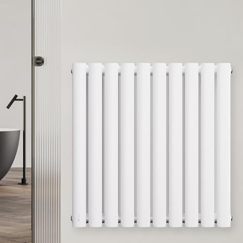 blumfeldt - Radiatore da Parete, 707W, Acciaio Verniciato a Polvere, Doppio Strato, Facile Installazione con Connessioni Centrali da ½'', per Bagni, Soggiorni & Uffici, 60x60 cm, Bianco