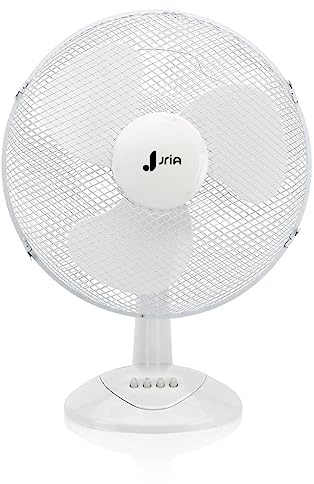 JriA Tragbarer Tischventilator, 12 Zoll, leicht, 40 Watt, 3 Geschwindigkeiten, Weitwinkel-Oszillation, Luftstrom, verstellbarer Neigungskopf, Schreibtischventilator, (12-Zoll-Tischventilator, weiß)