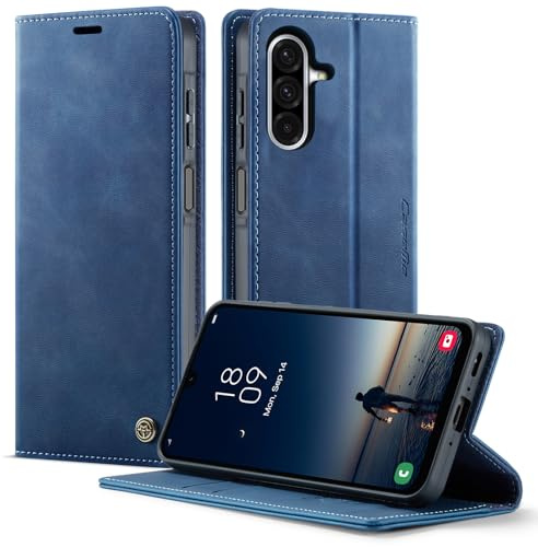 owlhold Coque Samsung Galaxy A17 Housse Antichoc en Cuir PU Premium Fentes Cartes Etui [Blocage du Signal RFID] Pochette de Portefeuille avec Fonction Support à Rabat Housse Galaxy A17 - Bleu