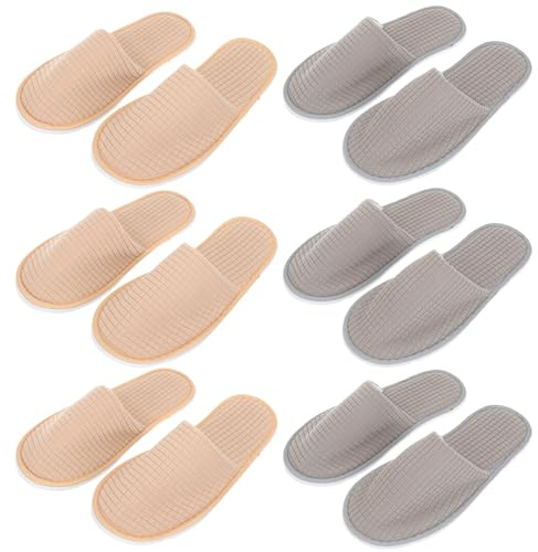OATIPHO 6 Paia Pantofole Monouso in Pile Antiscivolo per Ospiti Pantofole da Casa Leggere e Lavabili per Hotel Spa Viaggio e Pedicure Set Unisex per Uso Domestico e Professionale
