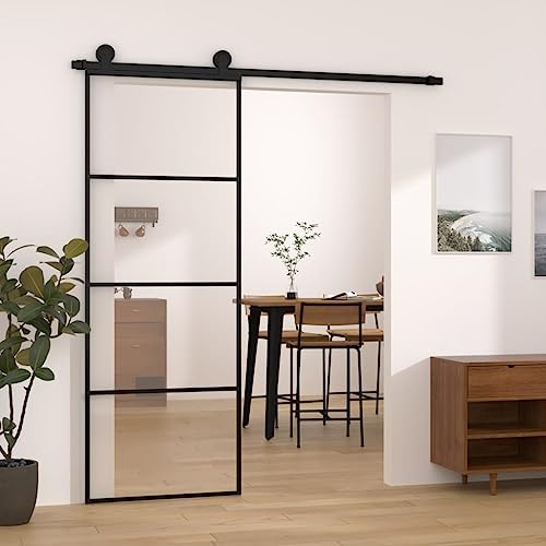 Innentüren Duschschiebetür,Schiebetür mit Beschlag 76x205 cm Glas & Aluminium,Eingangstür für Wohnzimmer,Küche,Restaurants