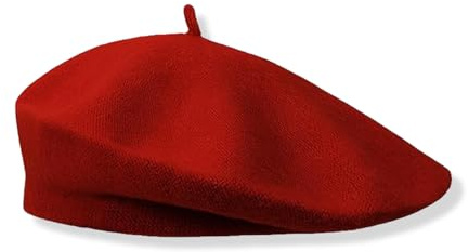 fKiZanthene Beret Femme Laine Mélangée Béret Rouge Style Classique Chapeau Basque pour Automne Hiver Accessoire Mode pour Sorties Parisiennes et Tenues du Quotidien