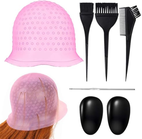 GILWUMO Kit de Tinte para el Cabello, Gorro Mechas de Silicona, Cepillo y Peine para Aplicar Tinte, Tinte Capilar para Mujeres, Hombres y Niñas, 1 Unidad