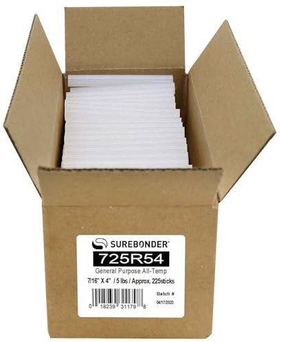 Surebonder Dual-Temperature, All Purpose Full-Size Hot Glue Sticks for Crafts/DIY - 0.43 x 4 - Approximately 225 Glue Sticks, 5 lb Box, Clear