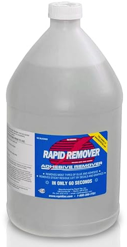 Rapid Tac Rapid Remover Adhesive Remover 128 oz (1 Gallon) | Removes Most Adhesives in 30–60 Seconds | Safe Water-Soluble Formula | Cold Weather Ready | for Vinyl Wraps, Graphics, Decals, and Stripes
