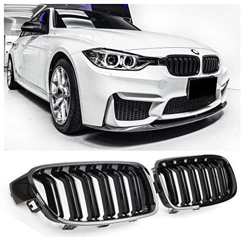 GCP PASST FÜR 3ER F30 F31 SPORT KÜHLERGRILL DOPPELSTEG GRILL GLANZ SCHWARZ
