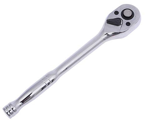 KATSU Cricchetto Reversibile 3/8, Manico per Chiave a Bussola a Sgancio Rapido a 72 Denti, Cromo Vanadio Lucidato a Specchio, Riparazione Auto Garage Meccanico Strumento, 195mm 422908