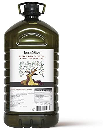 TERRAOLIVE - Aceite de Oliva Virgen Extra, Aceite para Cocinar, Variedad de Aceitunas, Cuerpo Suave, Procedencia España, Montes de Toledo, Envase de PET Reciclado - 5L