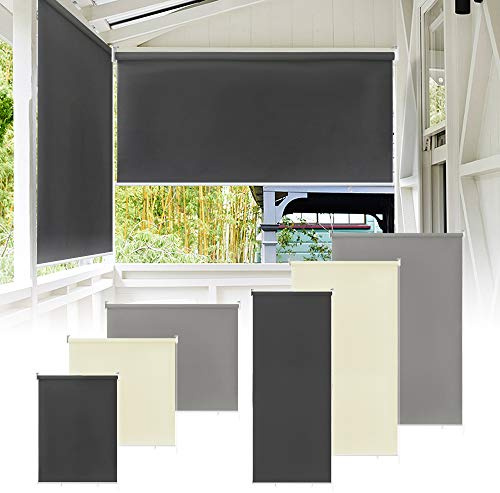 UISEBRT, tenda a rullo per esterni, verticale, avvolgibile per balconi, protezione dai raggi UV (100 x 140 cm, antracite)