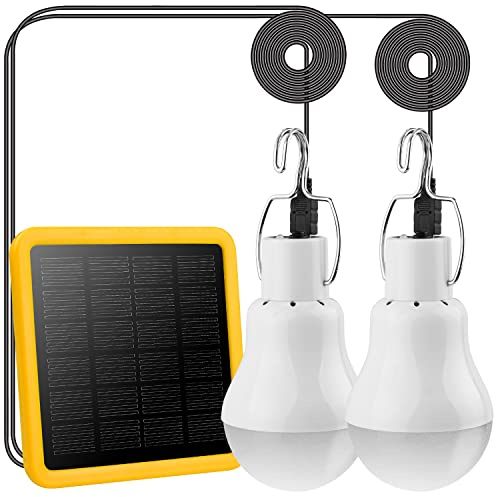Beinhome solcellslampor för utomhusbruk, 110 lumen med 800 mAh solpanel, bärbar solcells-LED-lampa, 3,5 m USB-kabel, campinglampa, sollykta, hängande lampa för inomhus, utomhus, vandring, trädgårdshus, hönshus