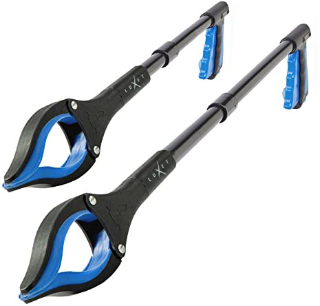 Grabber Reacher Tool - 2 Pack - Latest Version Long 19/32 Inch Foldable Pick Up Stick - Strong Grip Magnetic Tip Lightweight Trash Picker Claw Reacher Grabber Tool for Elderly Reaching, Luxet (Blue)
