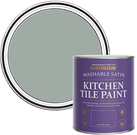 Rust-Oleum Grey water resistant Kitchen Tile Paint in Satin Finish - Pitch Grey 750ml