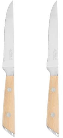 Couteau à steak Inox Le lot de 2 pièces L 23 cm Avec manche en hêtre FSC