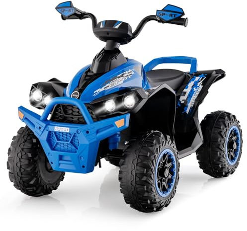 RELAX4LIFE Quad Elettrico per Bambini 3-8 Anni con Velocità Regolabile, Auto a Batteria Multifunzione 12V con Anteriore e Posteriore, Luci a LED, Musica, Pedale, Clacson, Carica 35KG (BLU)